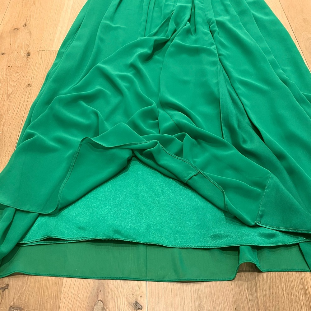 Laundry by Shelli Segal One Shoulder Long Floor Length Chiffon Dress Gown Green - Picture 12 of 16